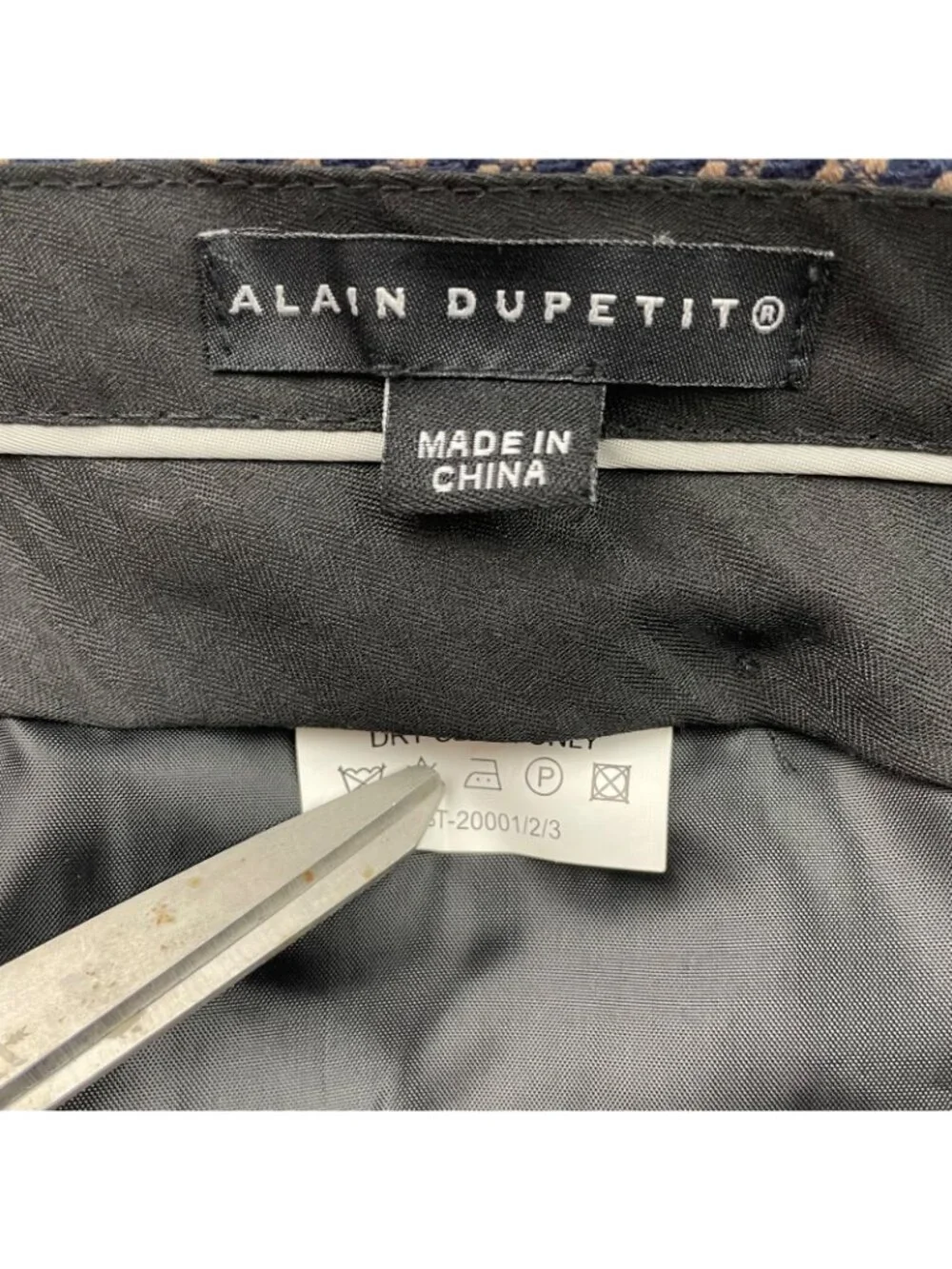 Alain Dupetit Men's Double Breasted Suit Navy/Beige Houndstooth • 44R US | 38x26